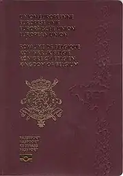 Couverture d'un passeport belge