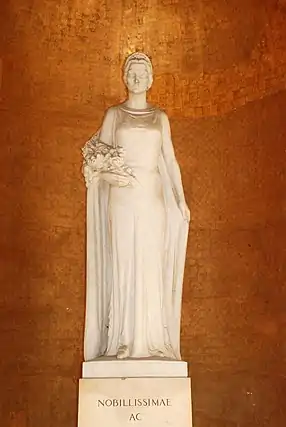 Statue de la reine Astrid au Mémorial Reine Astrid à Laeken.