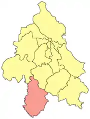 Localisation de la municipalité de Lazarevac dans la Ville de Belgrade