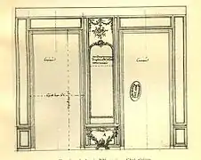 Paroi du côté de Sèvres du cabinet d'angle de Mme Adélaïde à Bellevue, vers 1775.