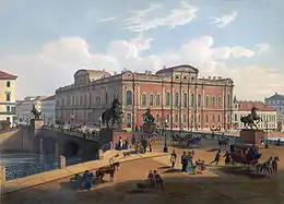 Vue du palais et du Pont Anitchkov autour de 1850