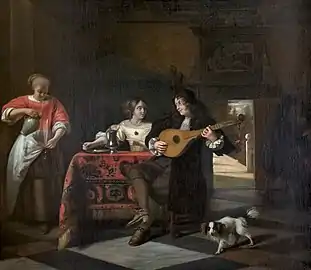 Couple jouant de la musique par Pieter de Hooch