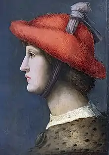 Courtisan au chapeau de fourrure rouge par Francesco d'Ubertino