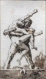 Hercule et Antée par Giandomenico Tiepolo