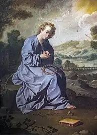 L’enfant Jésus se blessant avec une couronne d’épines dans un paysage par Francisco de Zurbarán