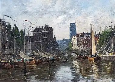 Rotterdam, Le Pont de la Bourse par Eugène Boudin