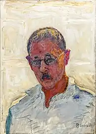 Autoportrait sur fond blanc, chemise col ouvert (1933)
