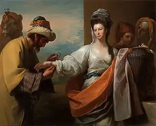 Le serviteur d'Isaac attachant le bracelet au bras de Rebecca Benjamin West, 1775Centre d'art britannique de Yale