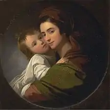 Benjamin West, The Artist's Wife Elizabeth and Their Son Raphael (tableau de c. 1773, Centre d'art britannique de Yale, New Haven).