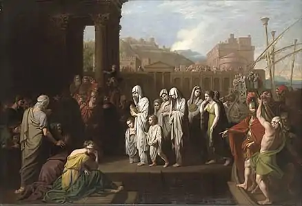Benjamin West, v. 1768Agrippine arrivant à Brindisi avec les cendres de Germanicus