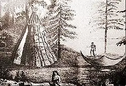 Représentation d'un camp Béothuk, dessin du major John Cartwright (1740-1824)