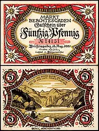 50 Pfennig de 1920 à Berchtesgaden.