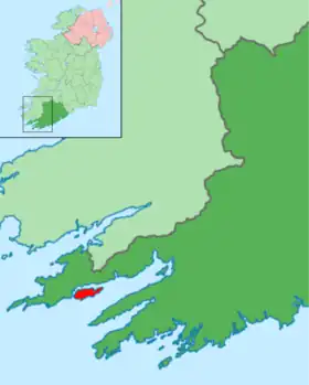 Carte de l'île de Bere en Irlande.