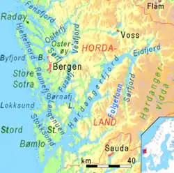 Carte du Hardangerfjord.