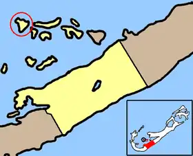 Carte de situation de l'île Hawkins.