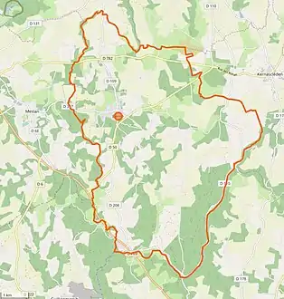 Carte en couleurs représentant les limites d'une commune.