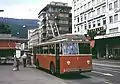 Un trolleybus à Bienne en 1979. Il s'agit d'un Berna de 1951