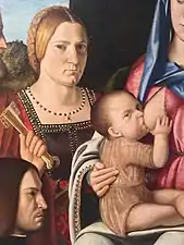 Détail de la Vierge à l’Enfant avec saints et commanditaires, Musées civiques de Padoue