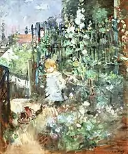 Berthe Morisot, Enfant parmi les roses trémières, 1881