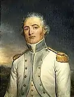 Portrait d’un officier napoléonien en habit blanc.