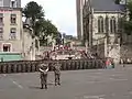Cérémonie de la dissolution au Mans le 7 juillet 2011, du bataillon/groupement tactique Richelieu du 2e régiment d'infanterie de marine après son retour d'Afghanistan.