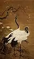 Prunier en fleurs et couple de grues, Bian Jingzhao, XVe siècle, rouleau mural, encre et couleurs sur soie, 180,4 × 118 cm. Musée du Palais, Pékin.