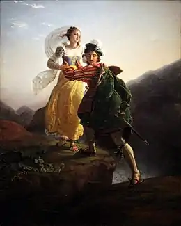 Bianca Cappello et son amant fuyant vers Florence à travers les Apennins, Jean-Louis Ducis, 1824.