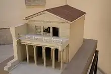 Maquette d'un des bâtiments au nord de la basilique Ulpienne.