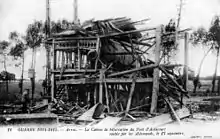 Ancienne carte postale montrant le poste de bifurcation détruit par l'explosion du 17 septembre 1914.