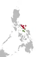 Localisation des langues bicol (en rouge).