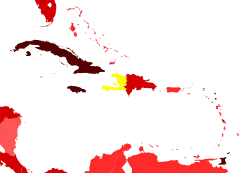 Carte colorée des Caraïbes