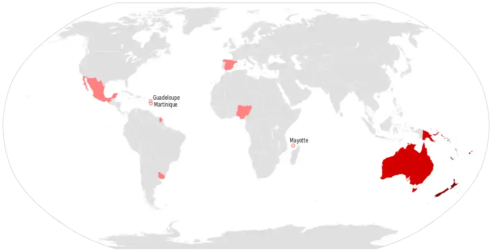 carte colorée du monde