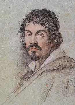 Portrait dessiné du buste d'un homme en chemise portant moustache et barbiche, qui regarde le spectateur.