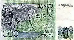 Billet de banque vert avec un dessin du Teide.