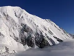 L'aiguille de Bionnassay vue du refuge de Tête Rousse.