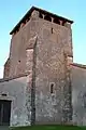 Le clocher-tour de l'église Saint-Laurent (nov. 2011)