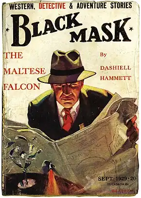 Sam Spade. Illustration d'Henry C. Murphy, Jr. pour la publication initiale du Faucon maltais de Dashiell Hammett dans le pulp Black Mask (septembre 1929).