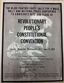 Affiche des Black Panthers appelant à la convention des Black Panthers à Washington D.C