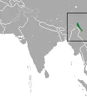  Carte de l'Asie du Sud avec une petite tache verte au sud ouest de la Chine