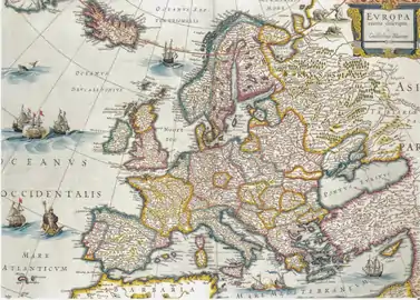 Carte de l'Europe avec la République catalane (Willem Blaeu, 1641).