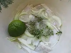 Marinade de blaff de poisson au citron vert.