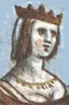 Portrait en couleur d'une femme, issu d'une enluminure médiévale