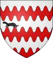 Blason de la famille de Mortemart : de Rochechouart, à une belette de sable sur la seconde fasce d'argent.