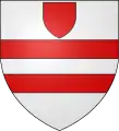 Armes de Bonabes II de Derval D'argent à deux fasces et un écusson en chef, le tout de gueules.