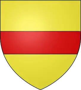 Blason de la famille Penhoët (« d'or,à la fasce de gueules »).