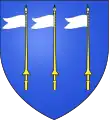 D'azur à trois guidons d'argent, la lance d'or ferrée d'argent, les guidons sont posés ainsi sur la représentation des armes de la famille Vasselot dans l'église de Londigny.