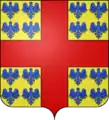 Blason de MONTMORENCY : D'or à la croix de gueules cantonnée de seize alérions d'azur.