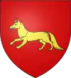 RenardLangue : parfois De gueules à un renard d’or, armé et lampassé d’azur. (Melian de Lis)