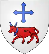 Blason en couleurs représentant une vache surmontée d'une croix.