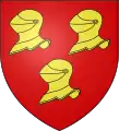 Blason de la commune de Bettoncourt (Vosges) : De gueules, à trois armets mornés d'or.